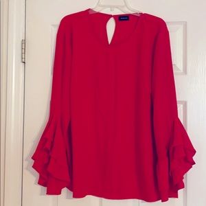 Red Ruffled Bell Sleeve Top